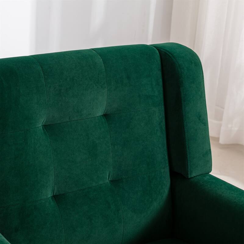Retro Green Stylish Upholstered Seating Armchair with Tapered Metal Legs, Single Sofa Chair Accent Chair with Flared Armrests