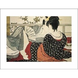 The Lovers'' by Kitagawa Utamaro Romantic Art Print (11 x 14 in