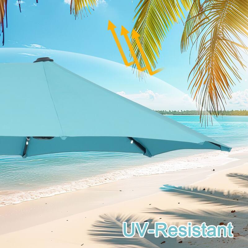 Autlaycil 13ft Extra Large Patio Umbrella with Solar Lights(Without Base)
