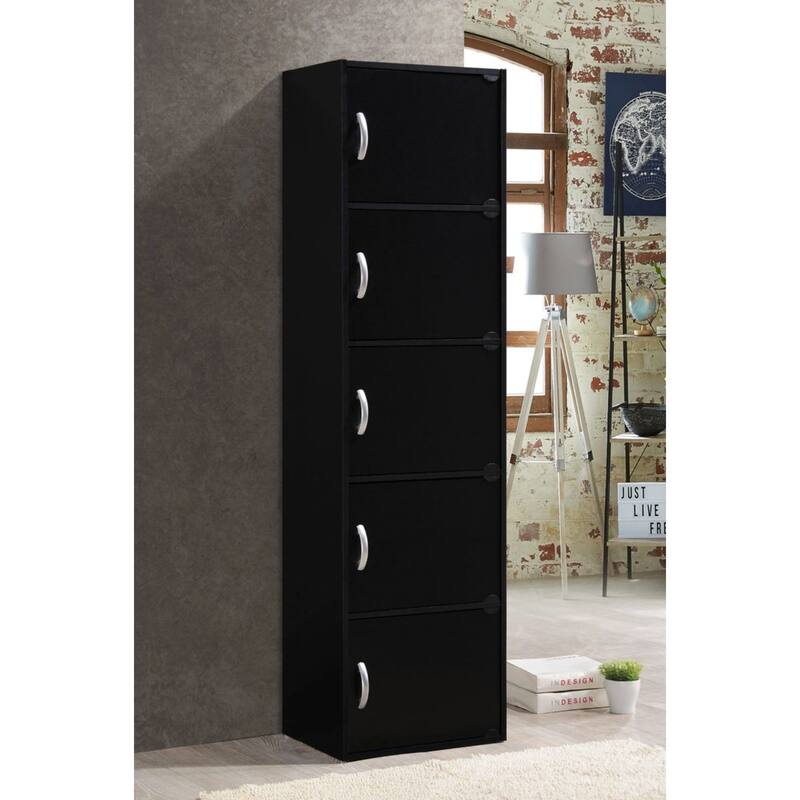 59" Black Multi-Purpose Bookcase with Doors