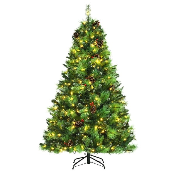 slide 1 of 37, Costway 6ft/7ft/8ft Pre-lit Hinged Artificial Christmas Tree with Pine