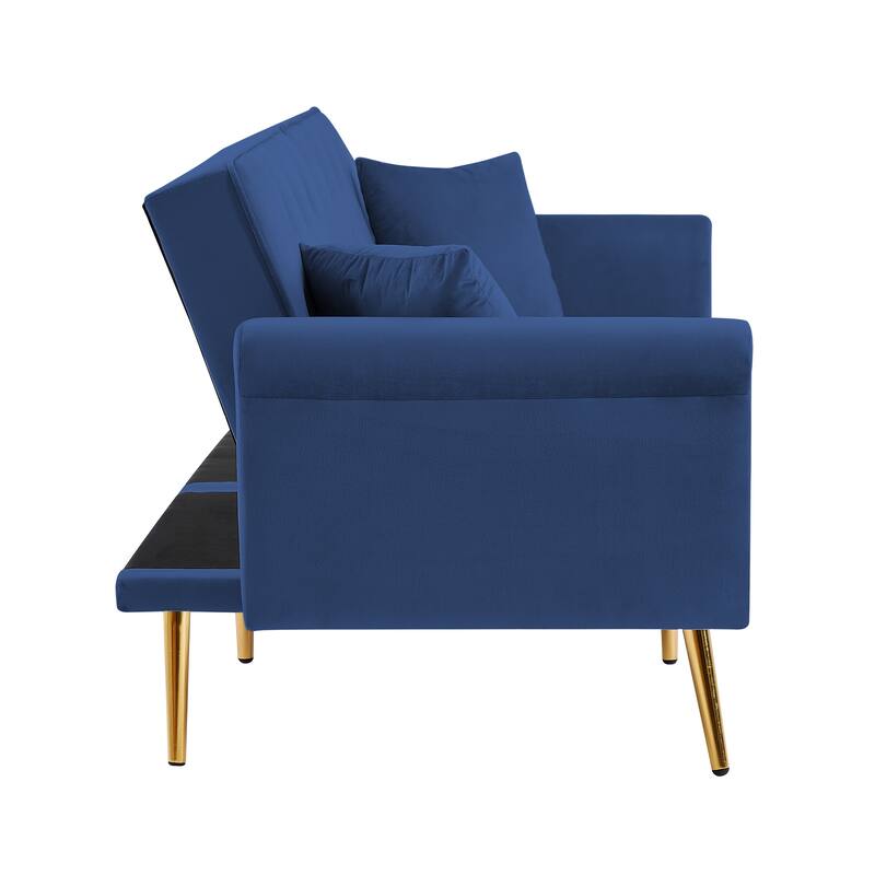 Modern Velvet Tufted Sofa Couch with 2 Pillows Loveseat Sofa Bed