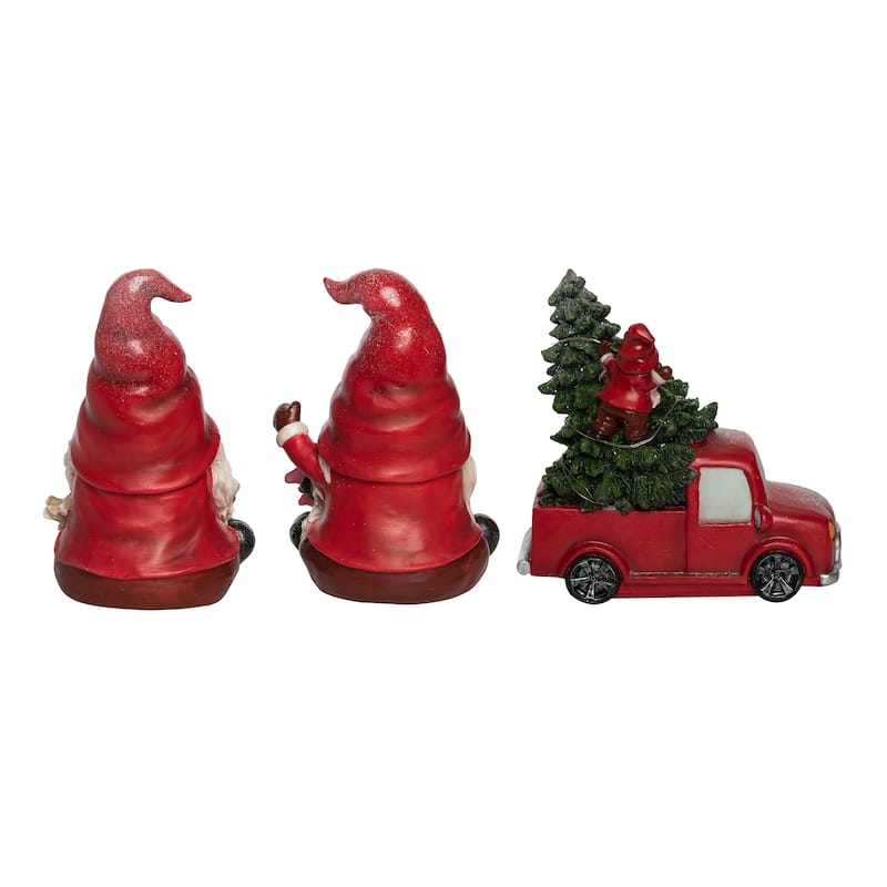 Transpac Resin Light Up Glitz Gnome Decor Set of 3 Christmas Home Decorations
