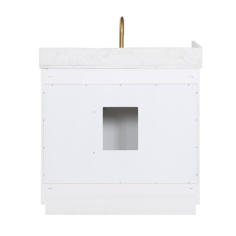 Altair Gavino Bath Vanity with Grain White Composite Stone Top, no Mirror
