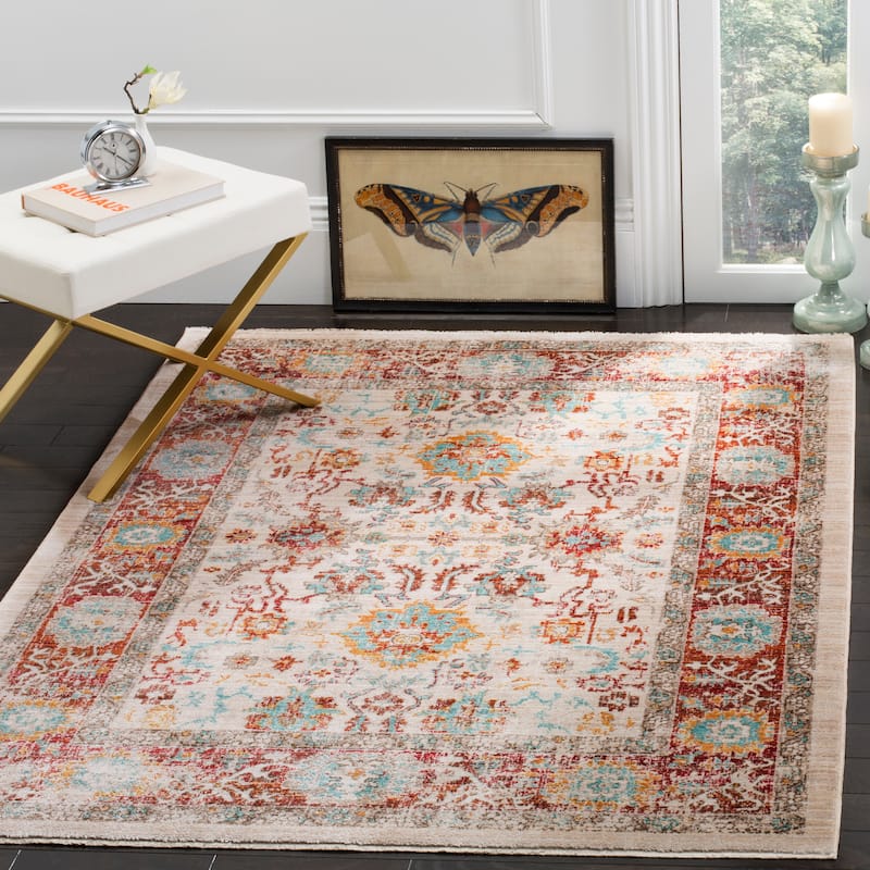 SAFAVIEH Sutton Drusilla Boho Oriental Polyester Rug - 4' x 6' - Ivory/Brick red