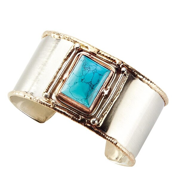 Women's Quadra Turquoise German Silver Cuff Bracelet