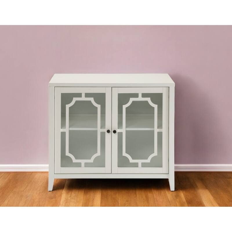HomeRoots 34" White Sideboard with Two Glass Doors - 34' X '30' X '15.4 - 34' X '30' X '15.4