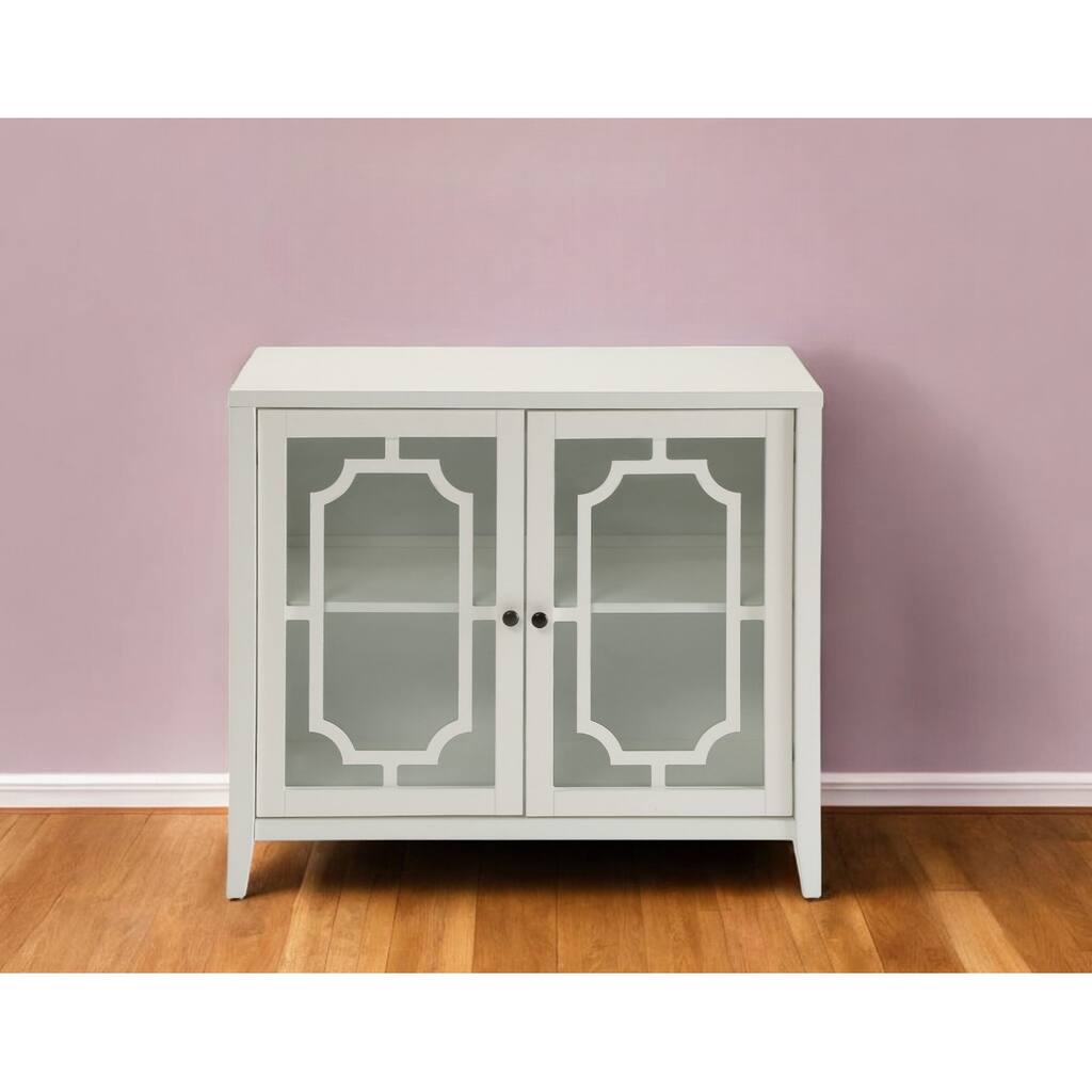 HomeRoots 34" White Sideboard with Two Glass Doors - 34' X '30' X '15.4
