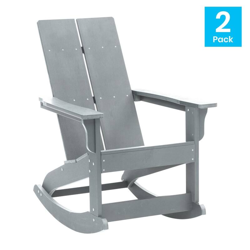 Indoor/Outdoor modern 2-Slat Adirondack Poly Resin Rockers - Set of 2