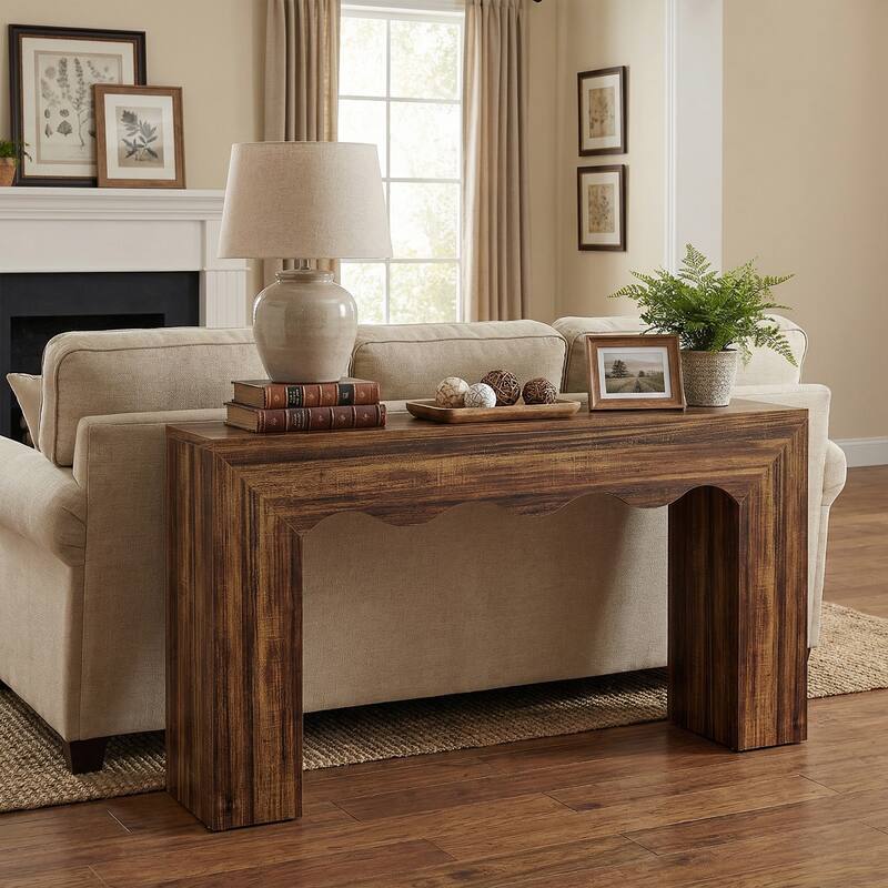 63" Farmhouse Console Table with Storage, Wooden Sofa Table