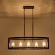 preview thumbnail 16 of 21, 5-Light Mid-Century Modern Industrial Linear Kitchen Island Pendant Vintage Rectangle Glass Chandelier