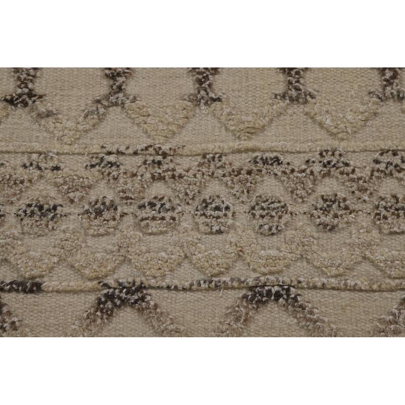 Chevron Style Moroccan Oriental Area Rug Handmade Wool Carpet - 5'1" x 8'2"