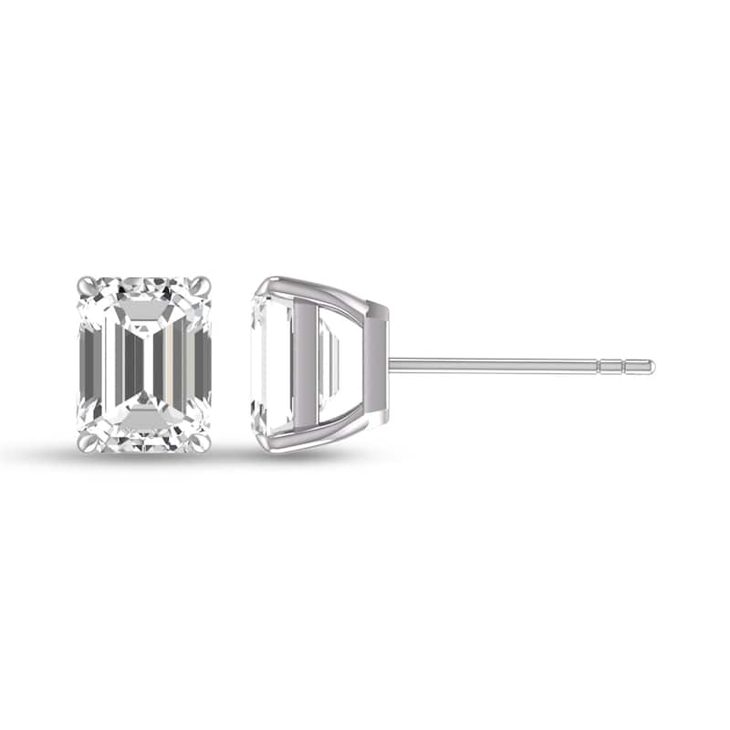 Marquee Lab Grown 3/4 Carat Emerald Cut Solitaire Diamond Earrings in 14K White Gold