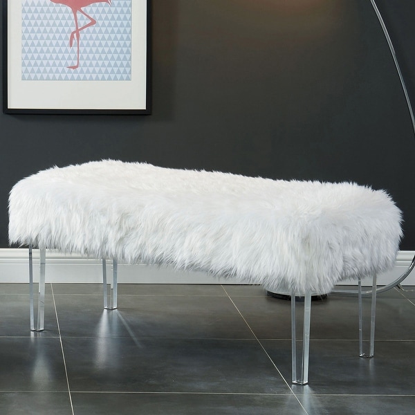 Silver Orchid Andral Contemporary Faux Fur Bench. Opens flyout.