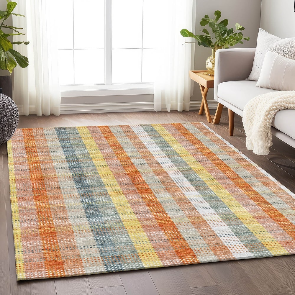 Premium Washable Super Soft Modern Plaid Mayfield Rug