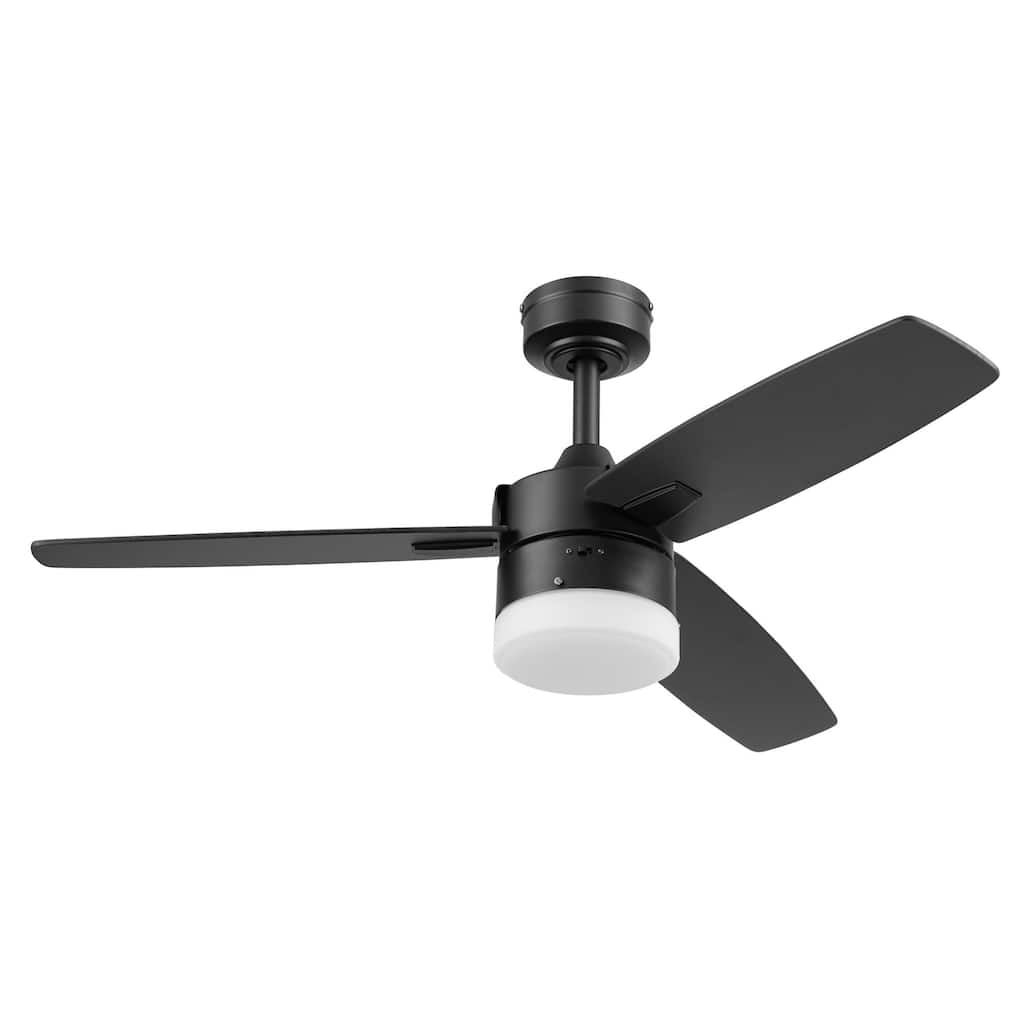 42" Honeywell Conifer Matte Black Outdoor Ceiling Fan with Light, Remote Control - 42 Inches