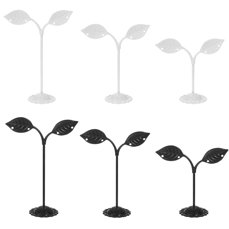 Earring Holder, 6pcs Earring Stand Earring Display Stands Organizer Leaf - Black