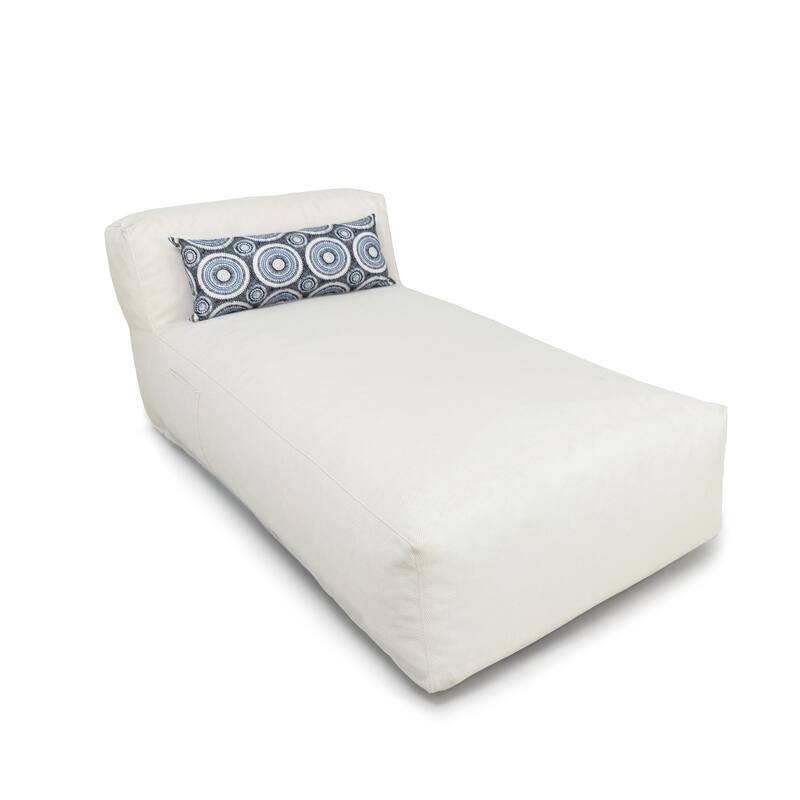 1-Piece Outdoor Bean Bag Chaise Lounge with Pillow - N/A - 1 piece