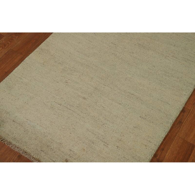Hand Knotted Oriental 100% Wool Carpet Modern Modern Green Gabbeh Runner Rug - 9' 4'' X 2' 7''