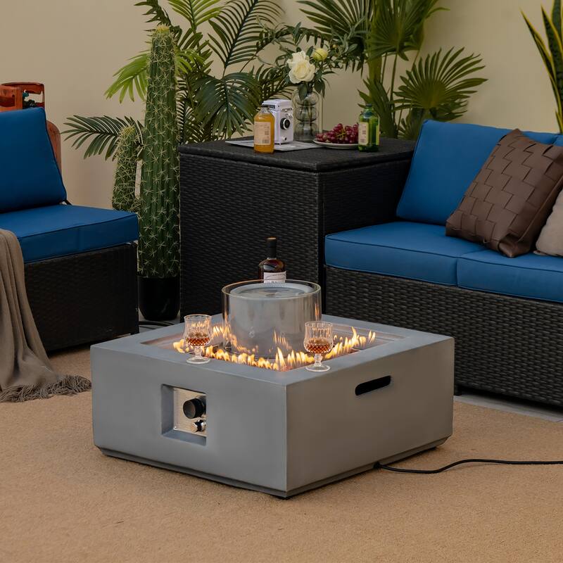 28'' Patio Fountain Fire Pit Table 50,000 BTU Propane Fire Pit