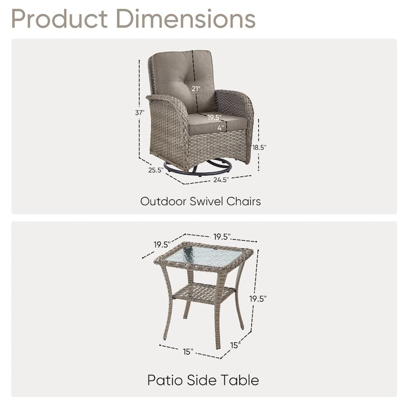 Pocassy Outdoor Wicker Patio Chairs Set