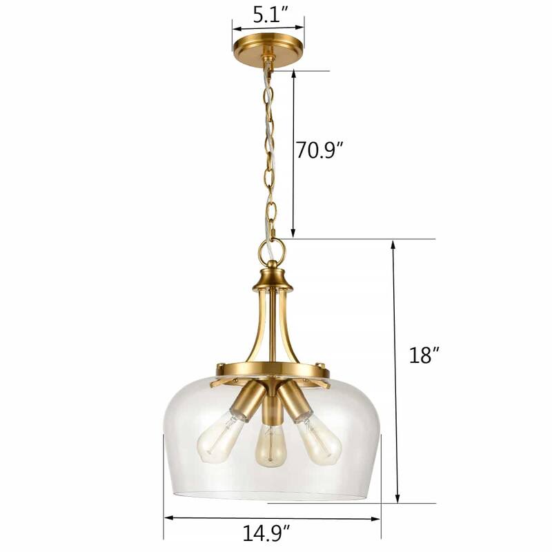 Madinari 3-Light Modern Ceiling Pendant Light Clear Glass Pendant Lighting