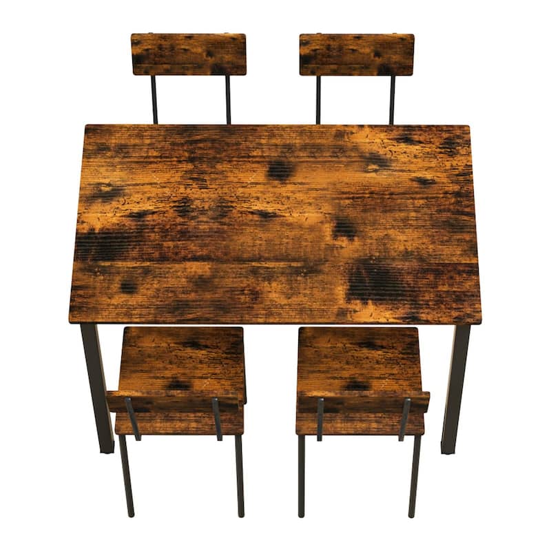 5 Piece Metal and Wood Indoor Modern Dinning Table Furniture Set for 4, Dining Table Chairs