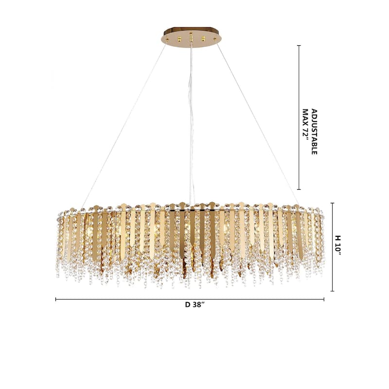 Transitional 16-Light Gold Crystal Chandelier