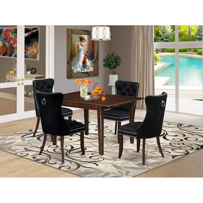 5-Piece Mahogany Finish Solid Wood Top Rectangular Dining Room Set (Seats-4)