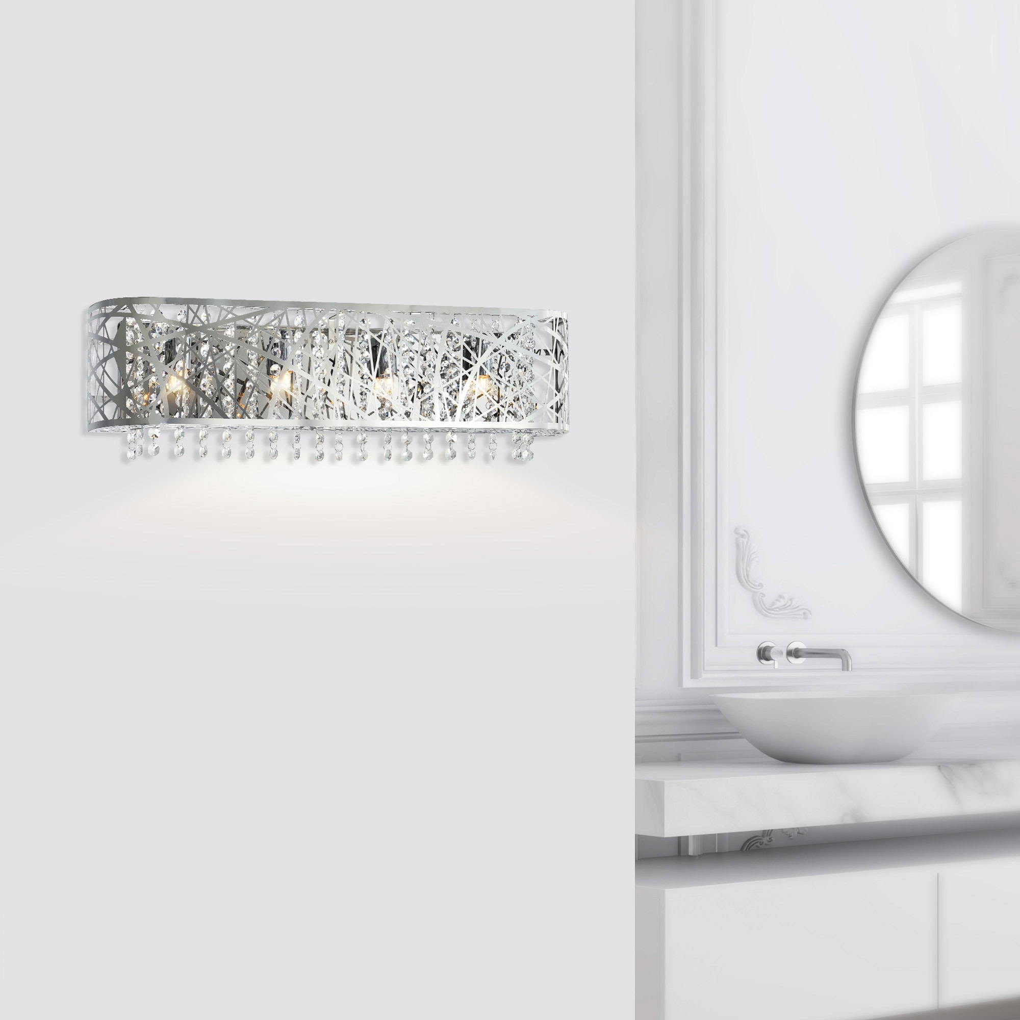 CWI Lighting Eternity 4 Light 26in Chrome Vanity Light - Stainless Steel