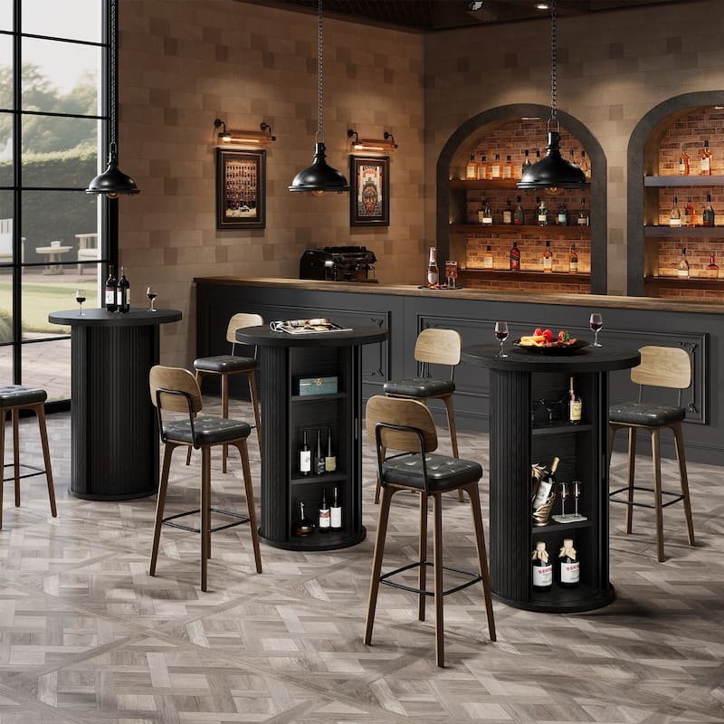 Bar Table, Hidden Storage Cocktail Table, Bistro High Top Pub Unit Kitchen Party Accent Pub Table