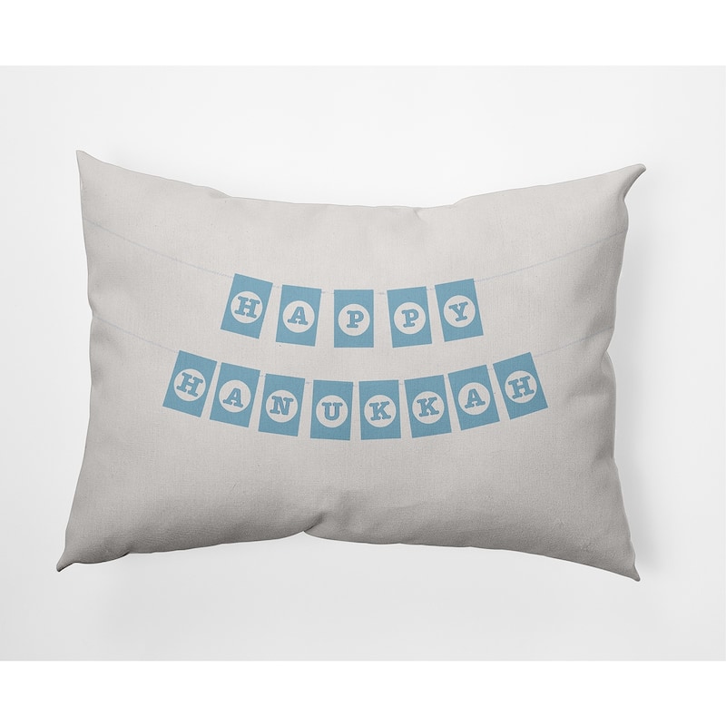 Banner Day Hanukkah Soft Spun Polyester Decorative Throw Pillow - Specialty - Snow