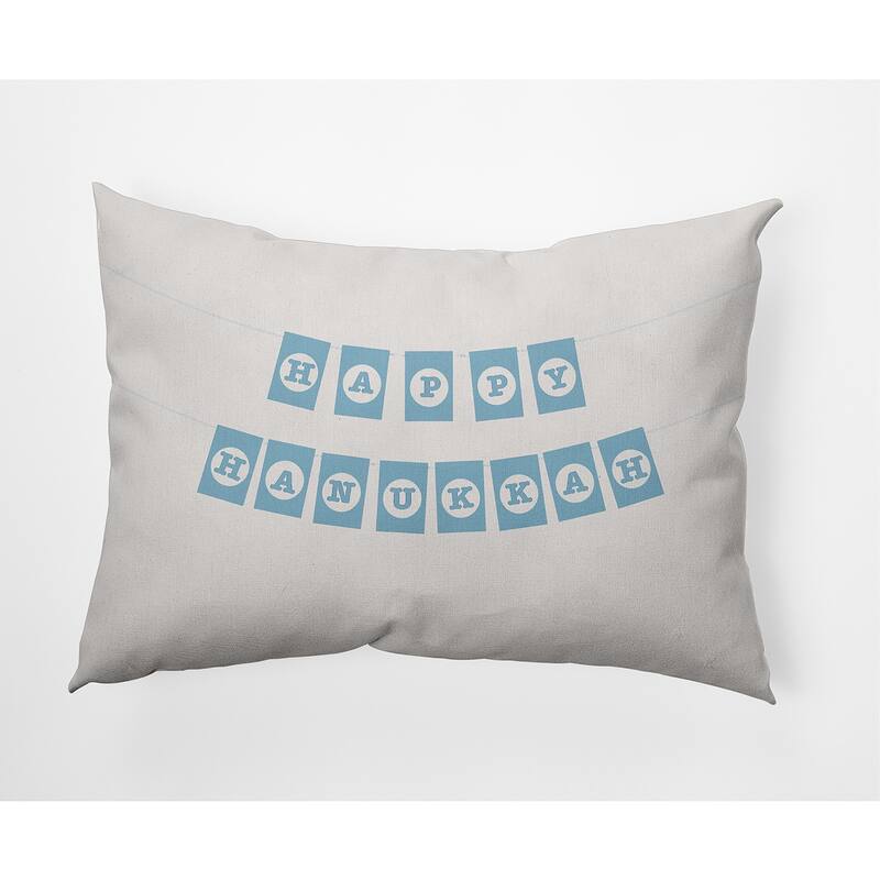 Banner Day Happy Hanukkah Indoor/Outdoor Throw Pillow