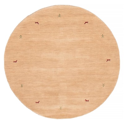 Kashkuli Gabbeh Beige Rug 4'11" x 4'11" - 4'11 x 4'11