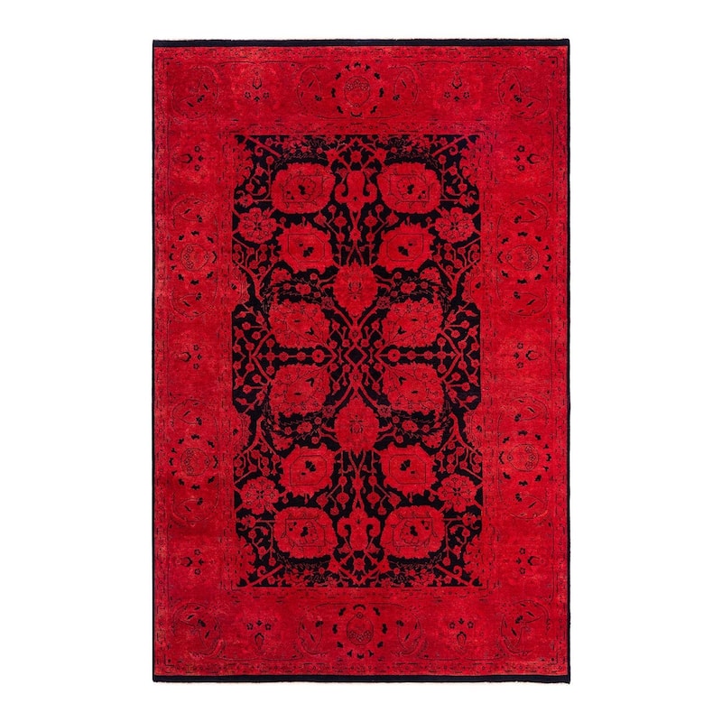 Overdyed, One-of-a-Kind Hand-Knotted Area Rug - Pink - 6' 1" x 9' 2"