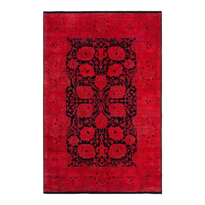 Overdyed, One-of-a-Kind Hand-Knotted Area Rug - Pink - 6' 1" x 9' 2"