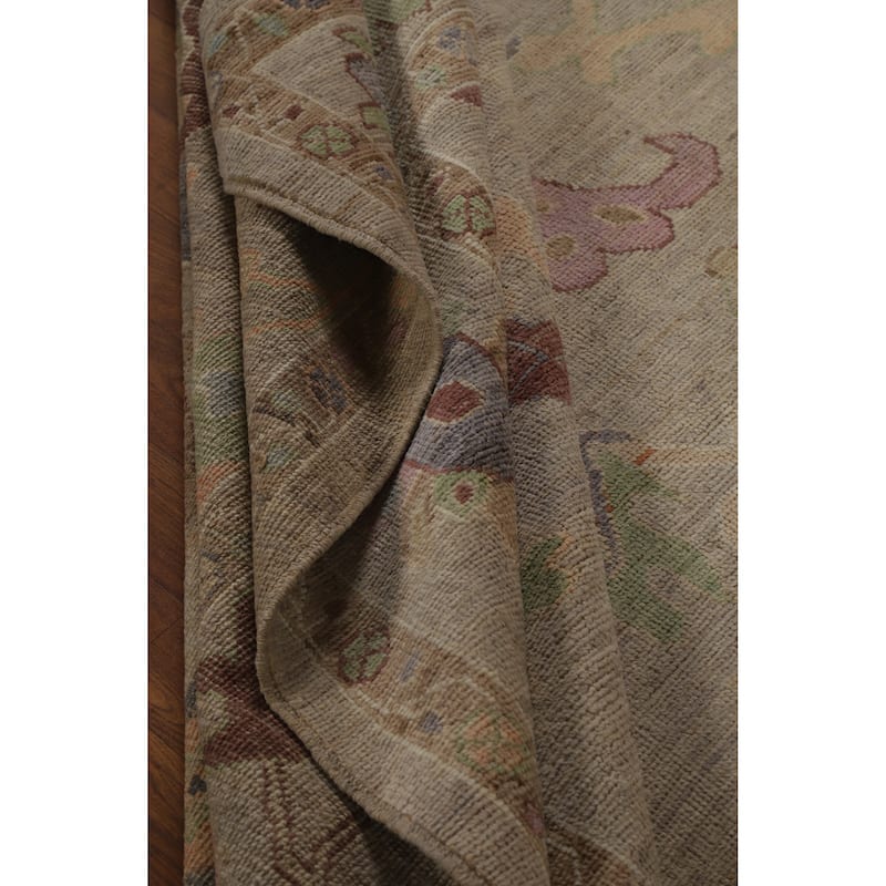 Hand Knotted Oriental 100% Wool Carpet Transitional All-Over Beige & Ivories Oushak Area Rug - 9' 10'' X 8' 2''