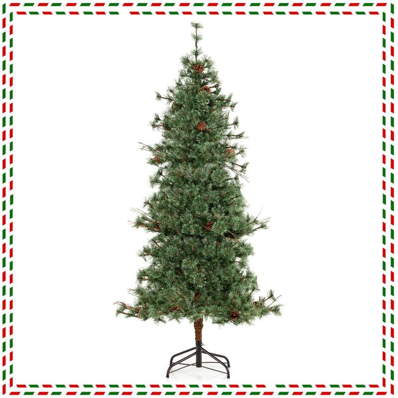 Costway 6/7/8 FT Artificial Christmas Tree with 370/502/702 Branch & - See Details - Green