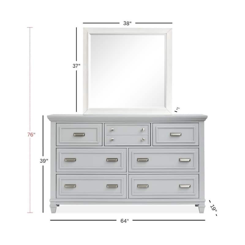 Magnussen Home Charleston Harbor Gray Drawer Dresser With White Dove Landscape Mirror