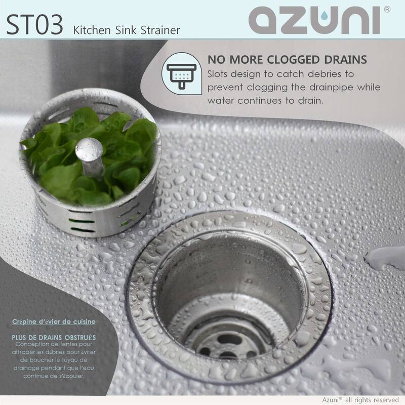 AZUNI 3.5-inch Kitchen Sink Strainer with Extra Deep Removable Waste Bin - Fits Standard 3.5" drain Opening.