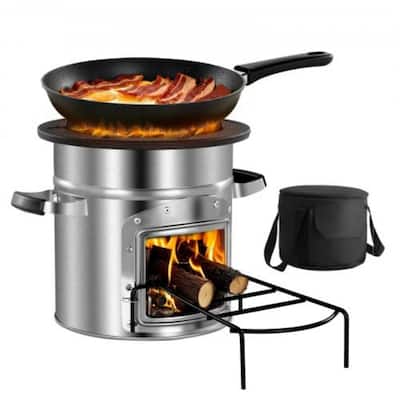 Portable Stainless Steel Rocket Stove for Camping, Wood Burning