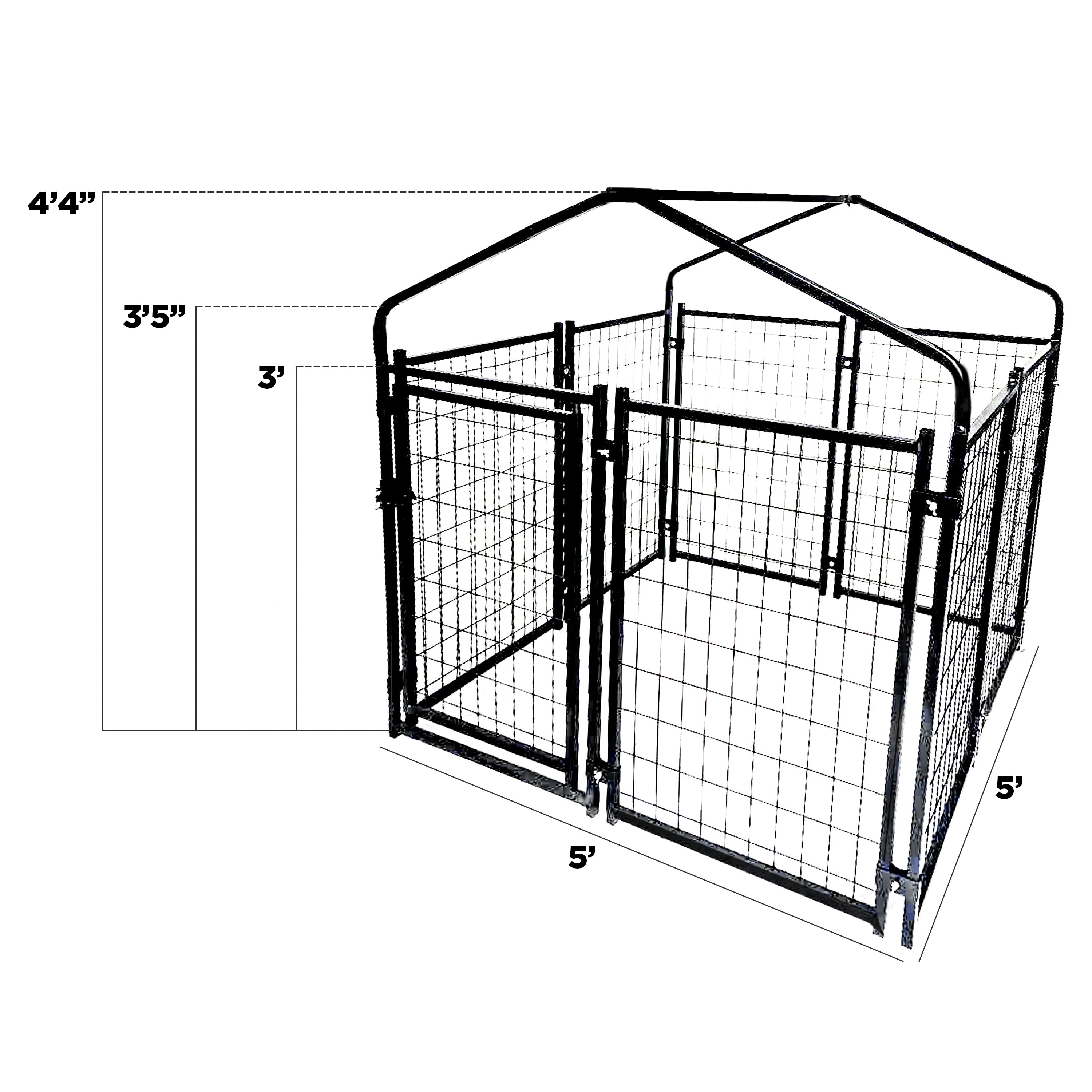 Aleko Dk5x5x4rf ap Expandable Heavy Duty Dog Kennel And Playpen Kit With Roof And Rain Cover 5 X 5 X 4 Feet Black