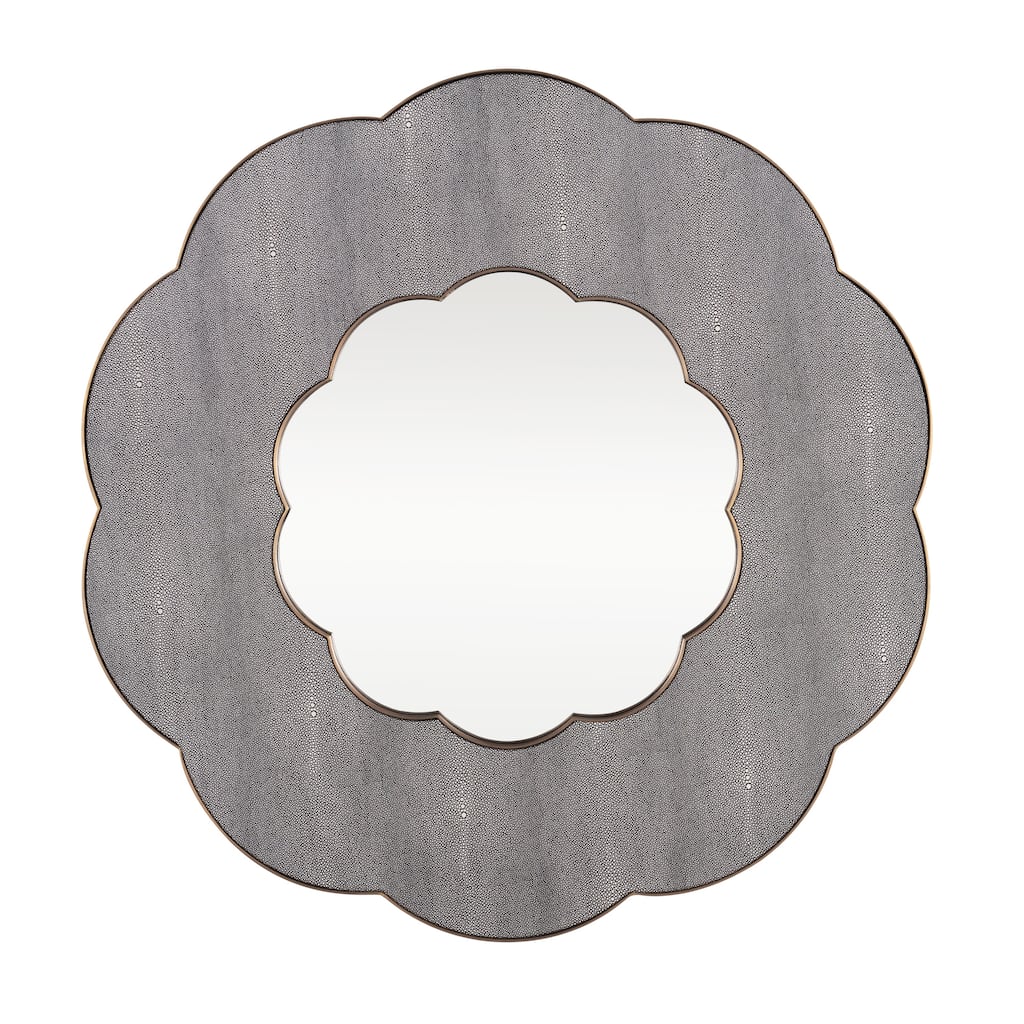 Varaluz Scallop Wall Mirror - Gray Shagreen/Weathered Brass