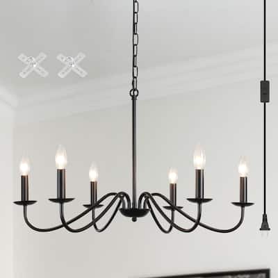 6-Light 27.55-inch Chandeliers with Plug in Cord for Bedroom Living Room