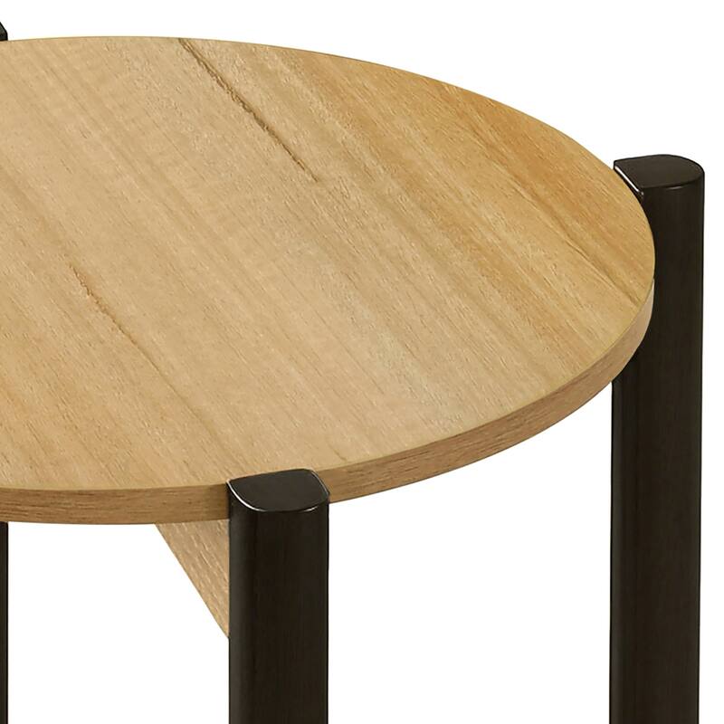 Furniture of America Rovion 2-Piece Round Wood Coffee Table Set with Open Bottom Shelf