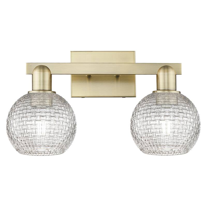 Innovations Lighting Endless Possibilities Arcadia - Athens - 2 Light 17" Basketweave Bath Vanity Light - Antique Brass
