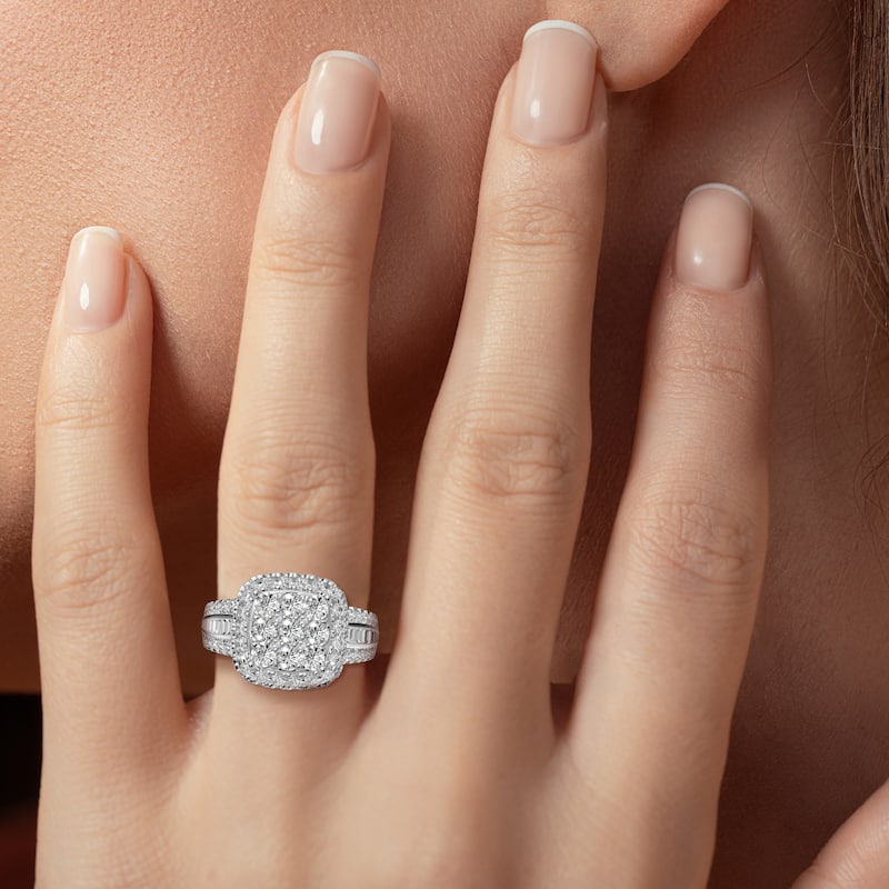 AEON Luminara Royale Cushion 1.50ct Lab Grown Diamond Cluster Halo Ring