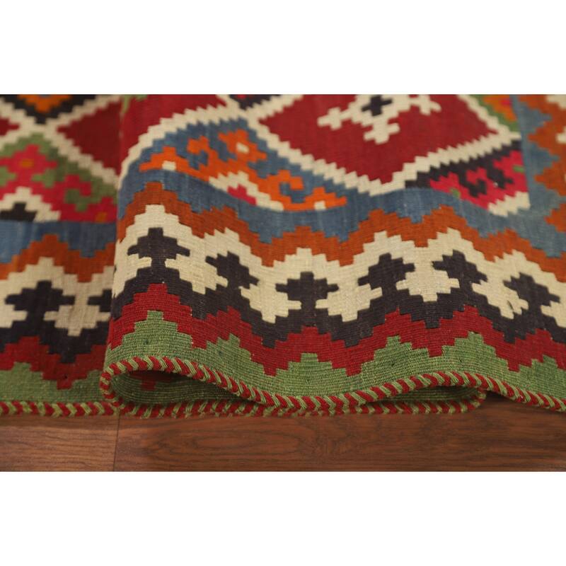 Vegetable Dye Kilim Qashqai Persian Rug Flatweave Wool Carpet - 4'5" x 8'3"