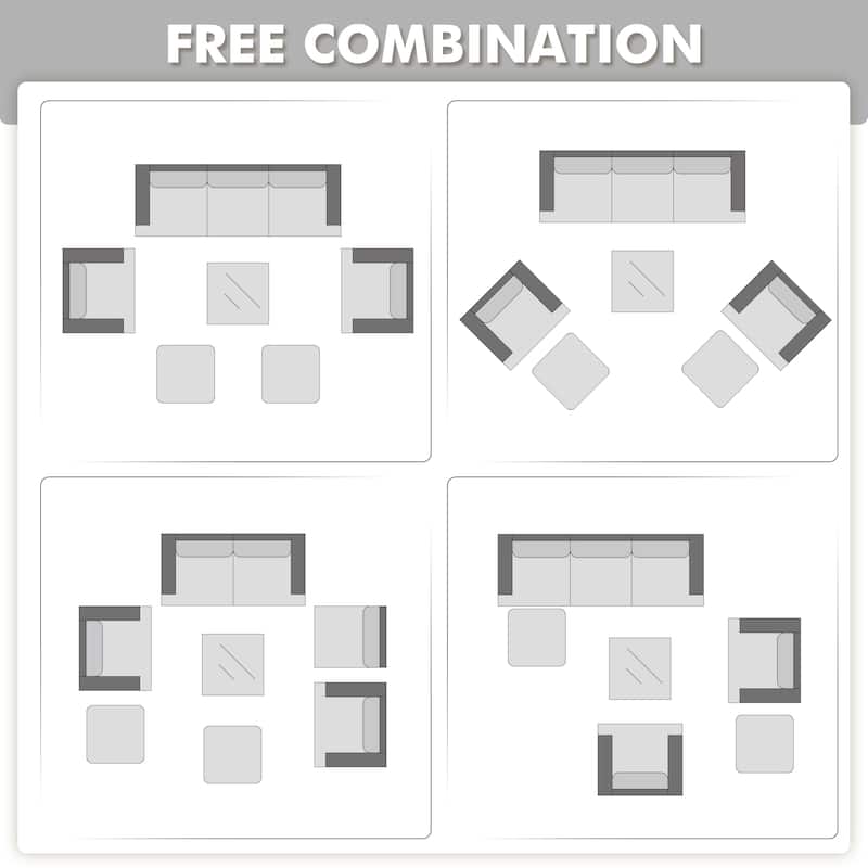 XIZZI 8-piece Patio Furniture Outdoor Rattan Conversation Set