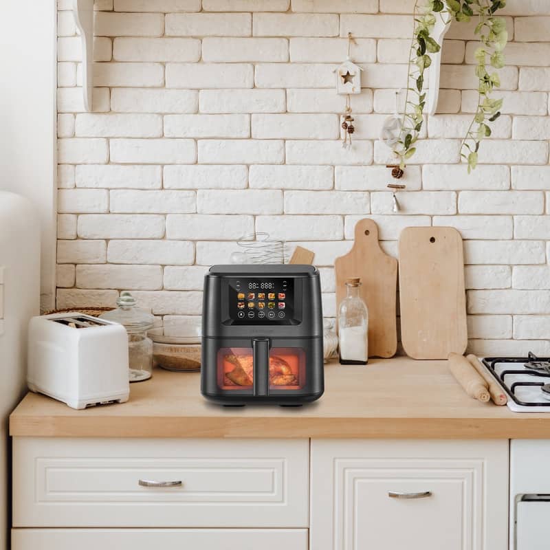 Air Fryer with Color LCD Display Touchscreen with ClearCook Cooking Window,Broil,Roast,Dehydrate,Bake